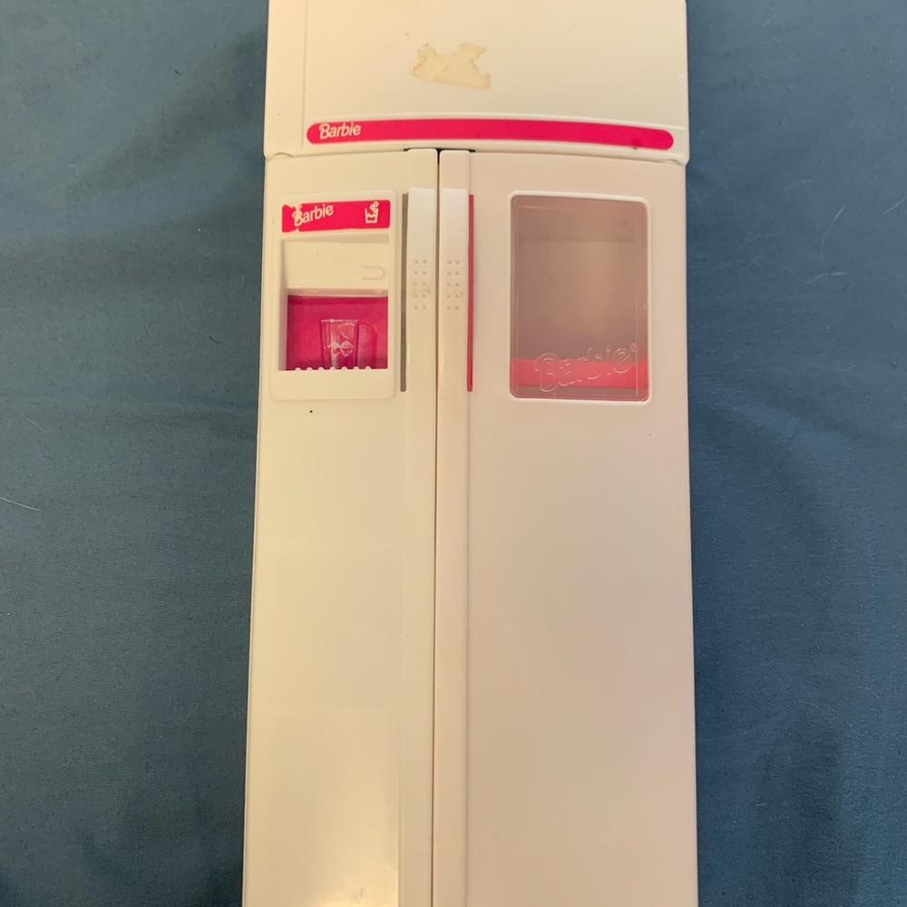 1994 Barbie White and Pink Toy Refrigerator
